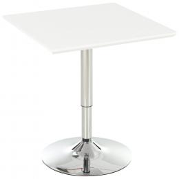 HOMCOM Bistrotisch Pub Bartisch Höhenverstellbarer Quadratischer Stehtisch Tisch Stahl Weiß 60 x 60 x 71-92 cm