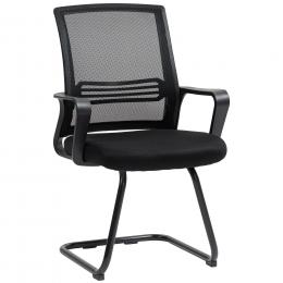 HOMCOM B&uuml;rostuhl 2er-Set Freischwinger Besucherstuhl mit Armlehne Ergonomischer Schwingstuhl Konferenzstuhl B&uuml;rost&uuml;hle f&uuml;r B&uuml;ro, Konferenzraum, Arbeitszimmer Schwarz   Aosom