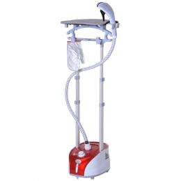 HOMCOM Dampfb&uuml;gler 1950 W mit integriertem B&uuml;gelbrett, 2 L Wassertank, Teleskopstange, Handschuh + Kleiderb&uuml;gel, Rot   Aosom
