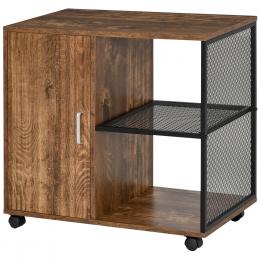 HOMCOM Druckerständer - Büroorganizer - Schrankfach, 2 Fächer, große Ablage - Partikelfaserplatten in Holzoptik und schwarzem Metall   Aosom