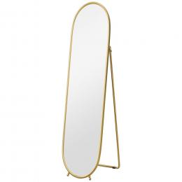 HOMCOM Ganzk&ouml;rperspiegel, 160 x 40 cm Wandspiegel mit St&auml;nder, Metallrahmen, Oval Standspiegel f&uuml;r Wohnzimmer, Schlafzimmer, Gold   Aosom