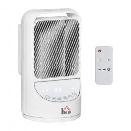 HOMCOM Heizgerät Heizlüfter 750W/1500W Keramik Elektroheizer mit 3 Stufen Warm 12-Stunden-Timer 45° Oszillation Heizer Heizung Wärme PP PBT Weiß