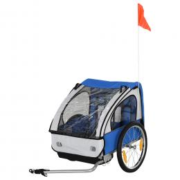HOMCOM Kinderanhänger Kinderfahrrad geeignet für 2 Kinder, Stahlrahmen, Sitzträger mit Sicherheitsgurt, für Kinder ab 18 Monaten, Oxford-Gewebe