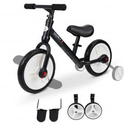 HOMCOM Kinderfahrrad Laufrad Lauflernrad Kinderrad mit Stützrädern und Pedalen 2-5 Jahre Sitzhöhenverstellbar PP Schwarz