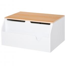 HOMCOM Kindersitzbank mit Stauraum 2-in-1 Truhenbank Spielzeugkiste Aufbewahrungstruhe 3-8 Jahre Kindermöbel Weiß 58 x 43 x 30 cm