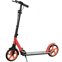 HOMCOM Klapp-Scooter f&uuml;r Erwachsene und Kinder ab 14 Jahren, leichter Scooter mit verstellbarem Lenker, gro&szlig;en R&auml;dern Ø20 cm, Sto&szlig;d&auml;mpfer und Bremse, Aluminium, Traglast 100 kg, 91,5x36,5x91-104 cm, Rot   Aosom