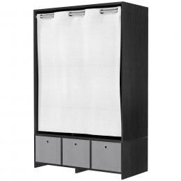 HOMCOM Kleiderschrank, Ankleidezimmer mit Vorhang, Kleiderschrank, Garderobe mit Stange, 3 F&auml;chern und 3 herausnehmbaren Stoffschubladen - 105 x 48 x 160 cm, Schwarz   Aosom