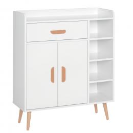 HOMCOM Kommode Sideboard Schubladenkommode Highboard Schrank Anrichte Schuhschrank mit 1 Schubladen 2 T&uuml;ren 3 F&auml;chern Wei&szlig; 80 x 29,5 x 96 cm   Aosom