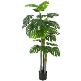 HOMCOM K&uuml;nstliche Monstera-Pflanze H.1,5 m Stamm & &Auml;ste Moos-Imitat Schildkr&ouml;tenbl&auml;tter Gro&szlig;er Realismus inkl. Topf   Aosom