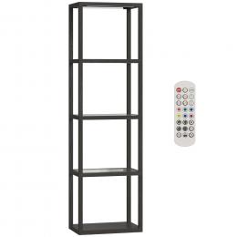 HOMCOM LED Stehlampe Wohnzimmer Dimmbar mit Glasregalen, 4 Ebenen Stehleuchte mit Fernbedienung und Musik-Synchronisation, Timer, Standleuchte f&uuml;r Schlafzimmer Schwarz   Aosom