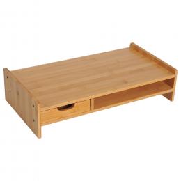HOMCOM Monitorständer Bildschirmständer Schreibtisch-Organizer mit Schubladen in Natur 49x25,5x11,5cm für Ordnung am Arbeitsplatz   Aosom.de
