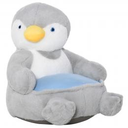 HOMCOM Plüsch-Kindersessel Plüschtier Kinderstuhl Sofa Pinguin für Spielzimmer Kinderzimmer von 18 bis 36 Monaten Hellgrau+Blau 59 x 50 x 59 cm