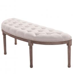 HOMCOM Polsterbank Sitzbank Lounge Sitzhocker Vintage Retro mit Knöpfen Sofa Couch Leinen + Holz beige 140,5 x 51 x 48 cm