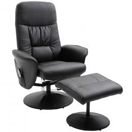 HOMCOM Relaxsessel Fernsehsessel Massagesessel mit hocker Stauraum mit 10 Vibrationpunkte Kunstleder Schwarz 76 x 81 x 105 cm   Aosom