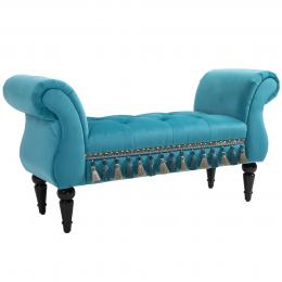 HOMCOM Sitzbank  Luxuriöse Polsterbank, Hockerbank aus Polyester und Kautschukschaum, Stilvoll, Blau, 117x40x58cm  Aosom.de
