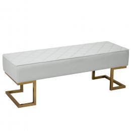 HOMCOM Sitzbank Truhenbank f&uuml;r Schlafzimmer & Wohnzimmer, Kunstleder Metall Wei&szlig; Gold 120x43x42 cm, stilvolle Bettbank   Aosom.de