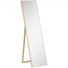 HOMCOM Standspiegel mit Holzmaserung Ganzk&ouml;rperspiegel Ankleidespiegel Schminkspiegel Silber Hellbraun 40 x 35 x 147 cm f&uuml;r Schlafzimmer & Flur   Aosom.de