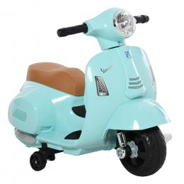 HOMCOM VESPA Elektromotorrad Kindermotorrad Elektrofahrzeug 18-36 Monate 3 km/h LED-Licht Sound PP-kunststoff Metall Grün 66,5 x 38 x 52 cm