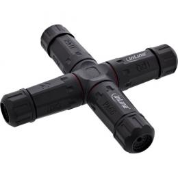 InLine® Netzkabelkupplung, IP68, 3-polig, 4-Wege, M20, schwarz