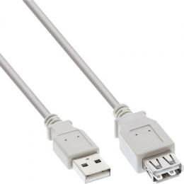 InLine® USB 2.0 Verl&auml;ngerung, Stecker / Buchse, Typ A, beige/grau, 3m, bulk