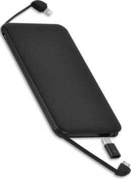 iSetchi Powerbank 5000 mAh - 4-in-1 - Eingebaute Kabel - Schwarz
