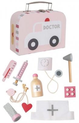 JABADABADO® Süßer Doktorkoffer mit Arzt-Utensilien aus Holz (Rosa)