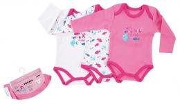 JACKY® Body Langarm 3er Pack Girl Funny Fishes Gr. 50/56 (Pink-Weiß)