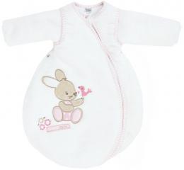 JACKY® Nicki Winterschlafsack Bunny Gr. 50/56 mit abnehmbaren Ärmeln (Weiß-Rosa)