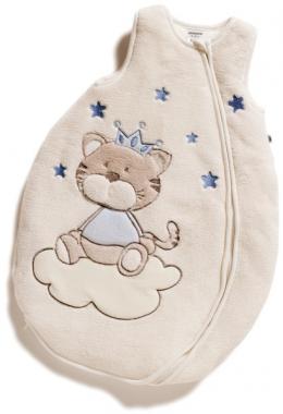 JACKY® Nicki Winterschlafsack Tigerkatze Gr. 74/80 (Creme-Blau)