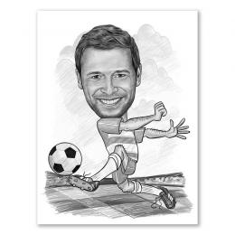 Karikatur vom Foto - Fussball weiss rot (andere Vereins-Shirts mgl.)Zeichnung (ca309pen)