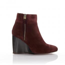 Keilstiefeletten Veloursleder bordeaux