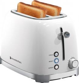 KitchenBrothers Retro-Toaster - 6 Heizstufen - 2 extra breite Schlitze - 815W - Aufwärm- und Auftaufunktion - Weiß