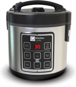 KitchenLove Reiskocher mit Dampfgarer - 1.2L - Multikocher - Reiskocher - Slow Cooker - Schwarzer Edelstahl