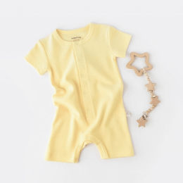 Kurzarm-Strampler aus Bio-Baumwolle - Gelb