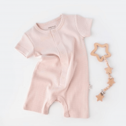 Kurzarm-Strampler aus Bio-Baumwolle - Rosa