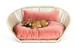 LABONI VOGUE DESIGN LOUNGE-BETT FÜR HUNDE - White Shell / Rose - 110 x 74 x 48 cm