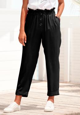 LASCANA Paperbag-Hose, mit Zierkn&ouml;pfen und Elastikbund, Stoffhose, gekrempelter Hosensaum