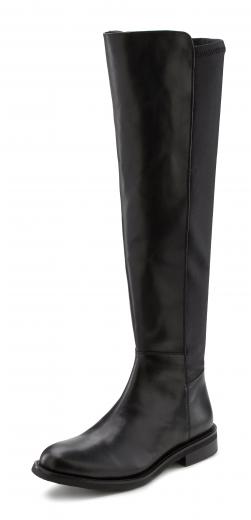 LASCANA Reissverschlussstiefel, mit Materialmix aus Leder & Stretchanteil, Zipper Boots, Langschaft