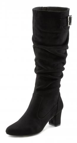 LASCANA Schlupfstiefel, mit Langschaft und Zierschnalle, Slouchy Boots, Stiefelette