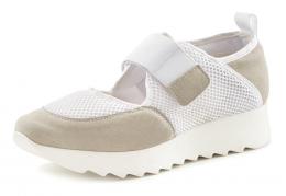 LASCANA Slipper, aus Leder mit Mesh-Einsätzen und praktischem Klettverschluss