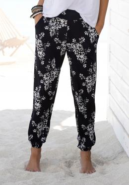 LASCANA Strandhose, mit dezentem Blumendruck, lockere Jerseyhose, Sommerhose