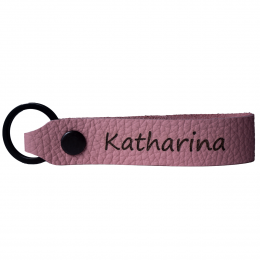 Leder Schl&uuml;sselanh&auml;nger mit Name Wunschname personalisiert individuell farbig Gravur Rosa