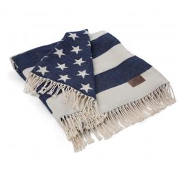 Lexington Flag Throw Icons Decke - Flaggen-Plaid - wei&szlig;/dunkelblau - 130x180 cm