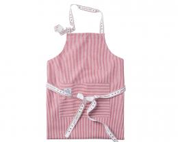 LEXINGTON Living Authentic Stripe Oxford Schürze mit Nackenbinde - rot/weiß - 80x105 cm