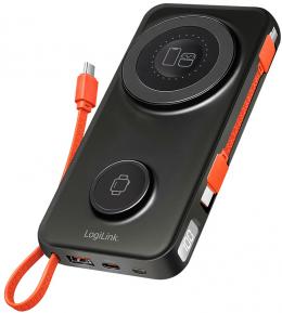 LogiLink Magnetische Powerbank, 10.000 mAh, USB-A/USB-C