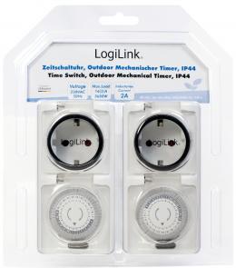 LogiLink Mechanische Zeitschaltuhr, 2er Set, IP44, wei&szlig;