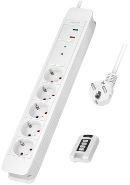 LogiLink Steckdosenleiste, 5-fach, mit Fernbedienung, wei&szlig;