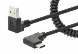 MANHATTAN Spiralkabel USB-A auf USB-C Ladekabel
