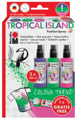 Marabu Textilspr&uuml;hfarbe , Fashion-Spray, , Set TROPICAL ISLAND
