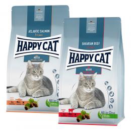 Mixpaket Happy Cat Indoor 2 x 4 kg - Voralpen-Rind & Atlantik-Lachs